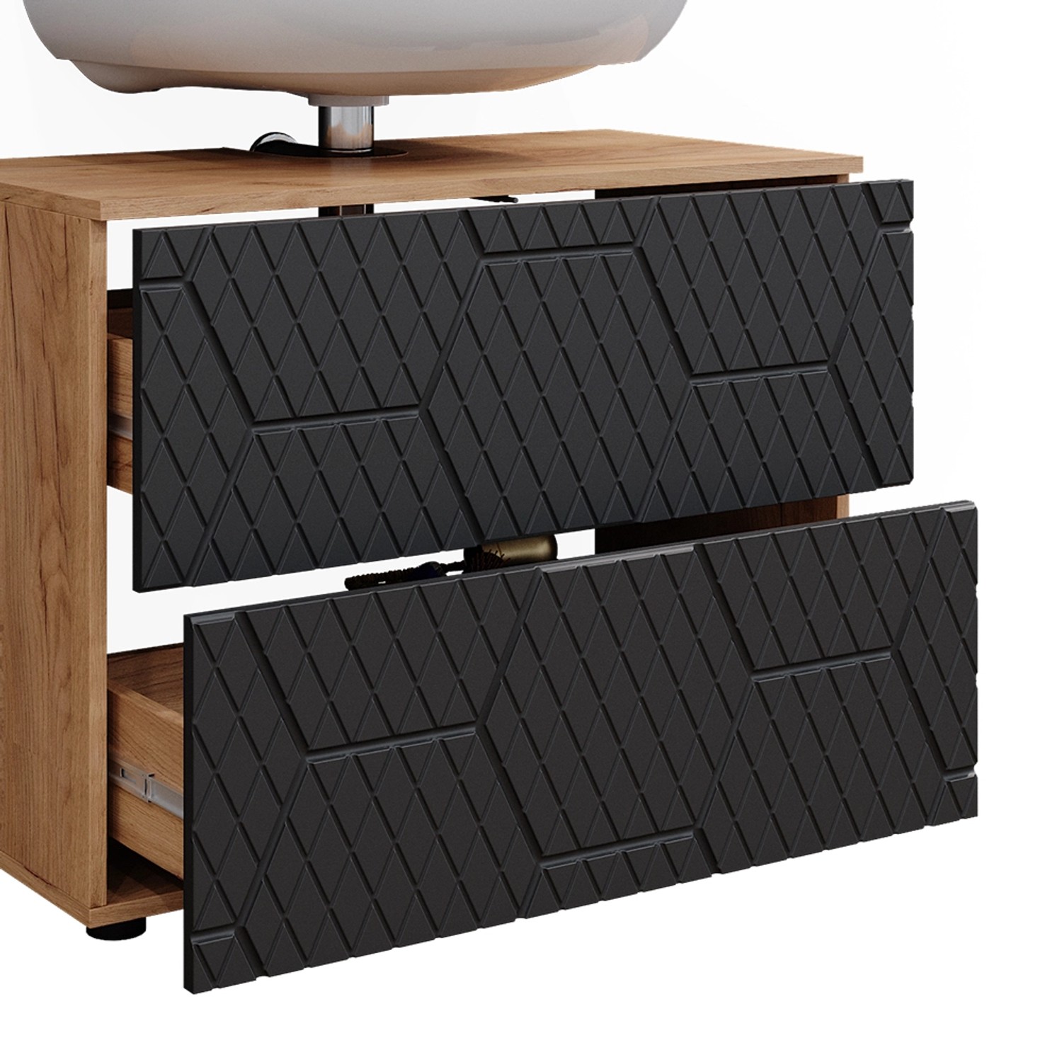 Vicco Badmöbel-Set Irma, Eiche/Anthrazit, 2-teilig mit Unterschrank (80 cm).