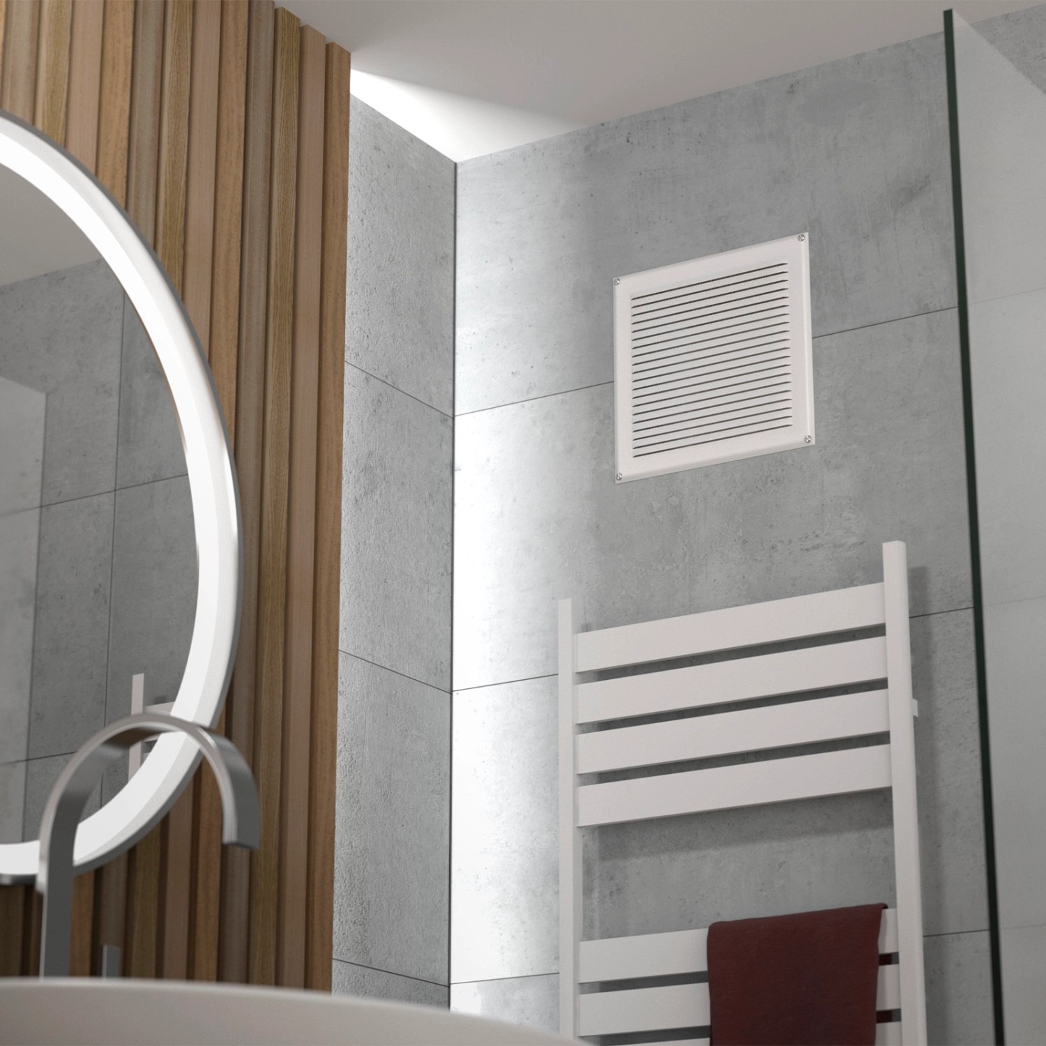 SOTECH Aluminium-Lüftungsgitter 190 x 190 mm Weiß Aufschraubbar mit Insektenschutz_5