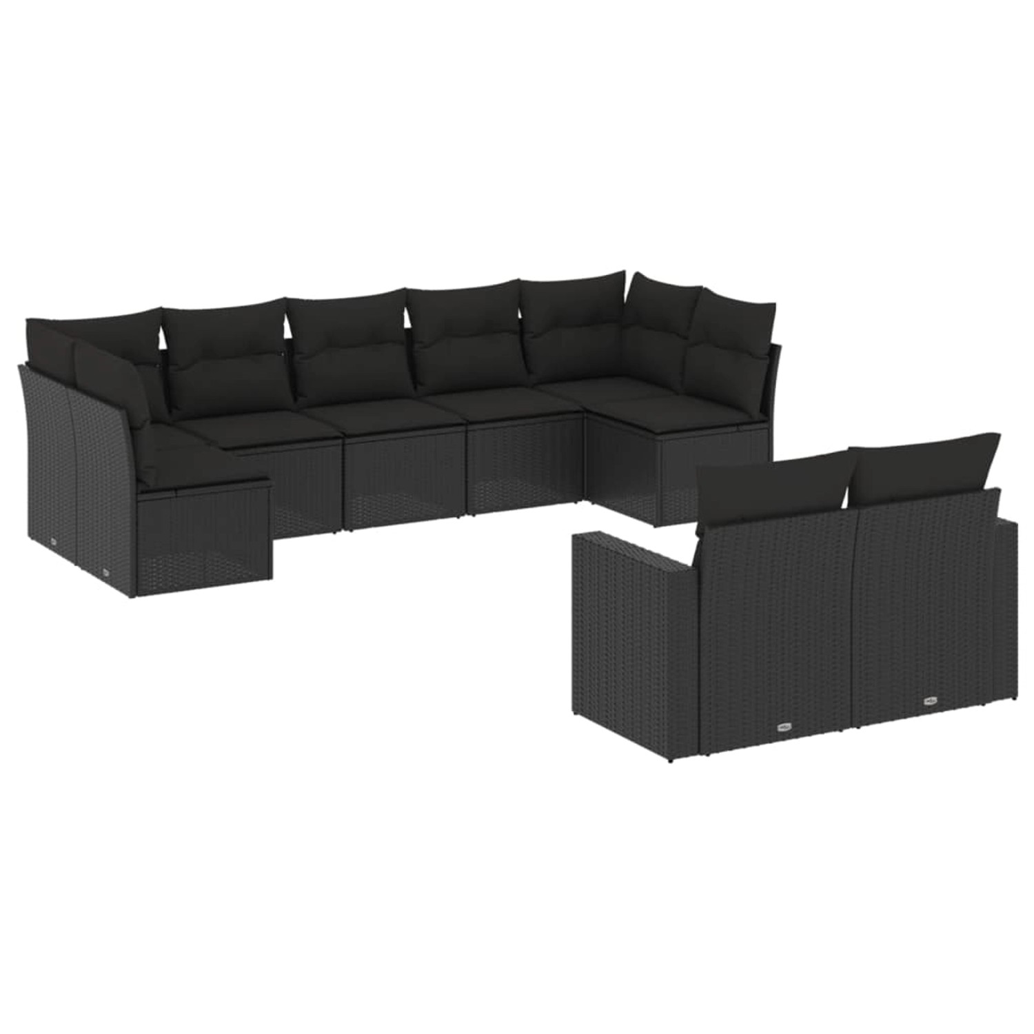 vidaXL 9-Tlg Garten-Sofagarnitur mit Kissen Schwarz Poly Rattan 3219405 günstig online kaufen