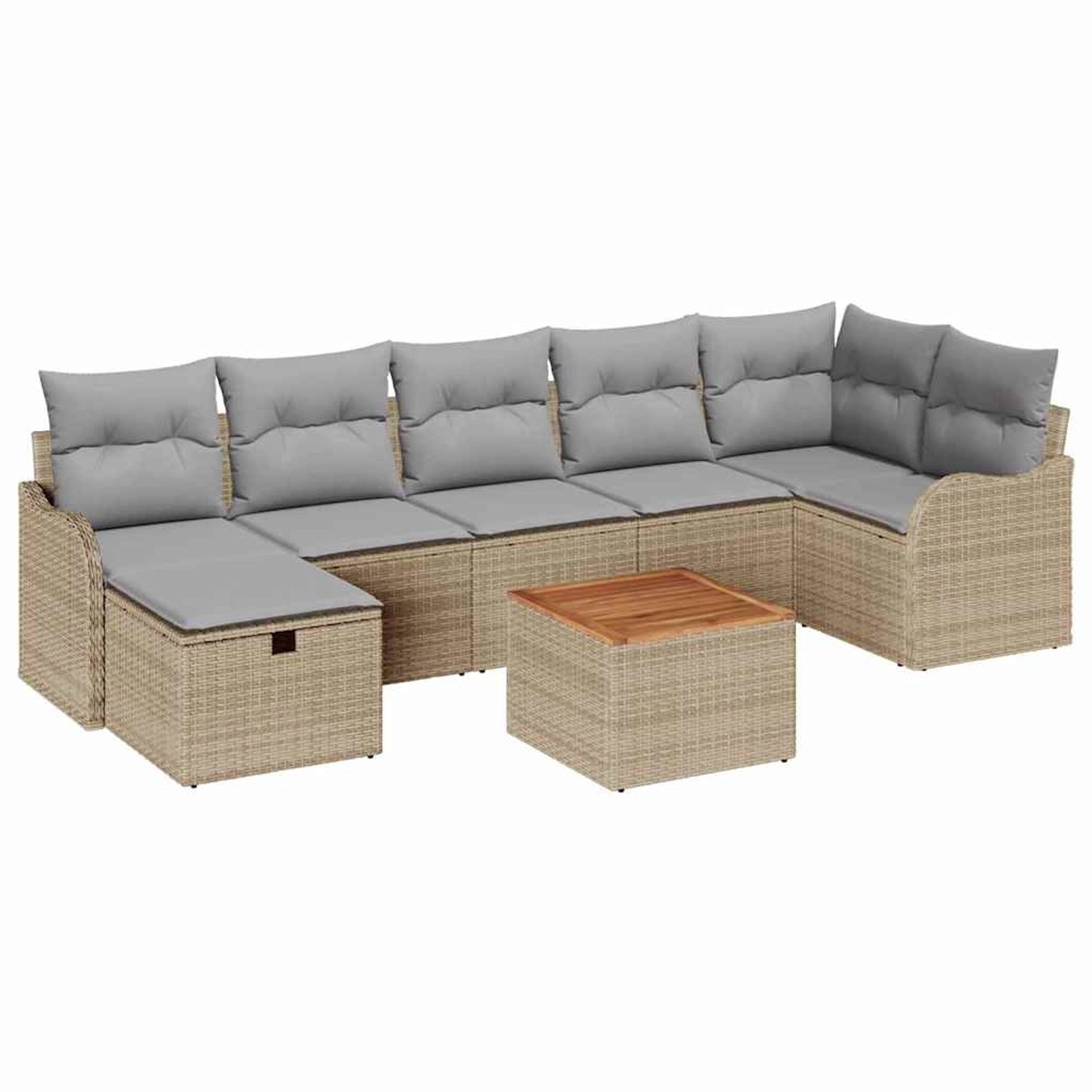 vidaXL Garten-Sofa-Set mit Kissen mit Speicher 8-Tlg Beige Poly Rattan 3360 günstig online kaufen