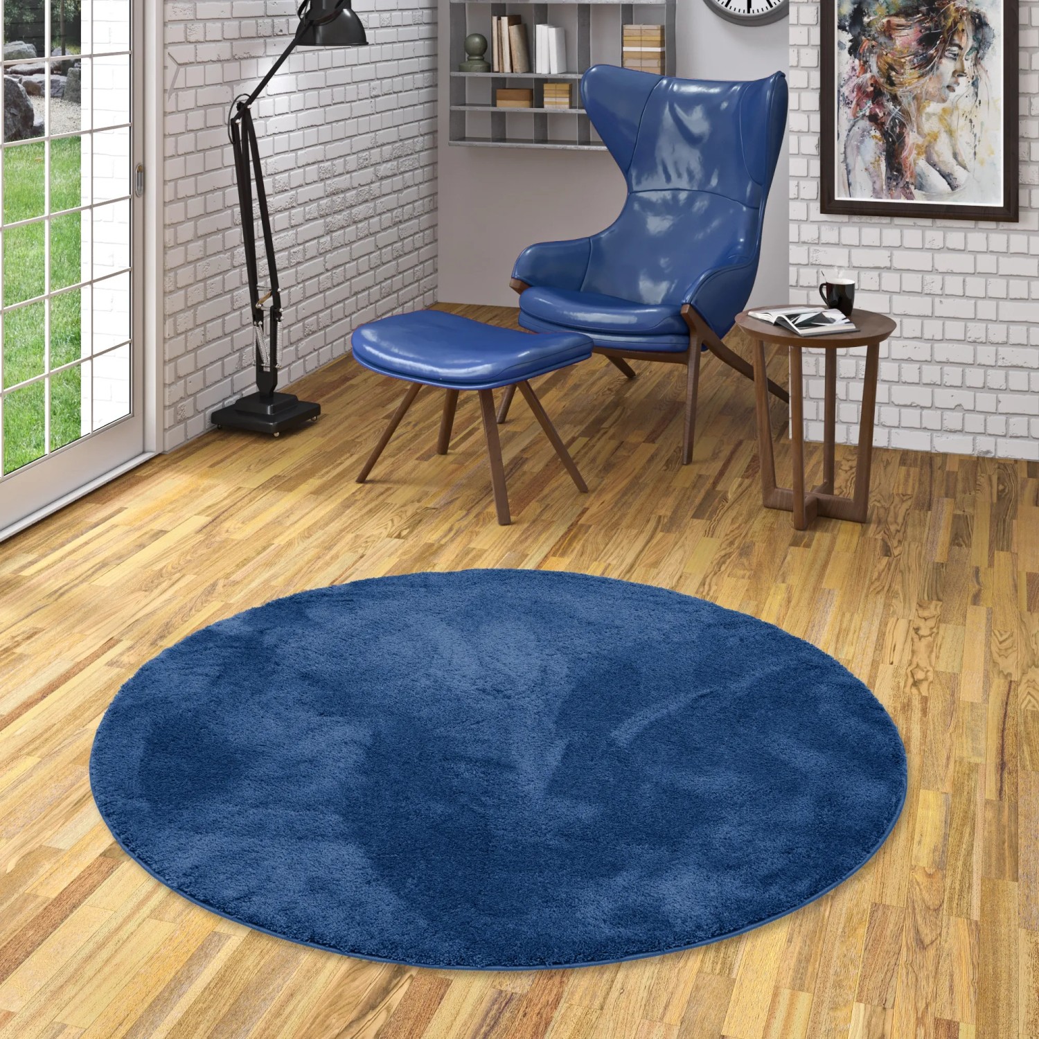 Pergamon Hochflor Teppich Rund Dunkelblau 200 cm kaufen bei OBI