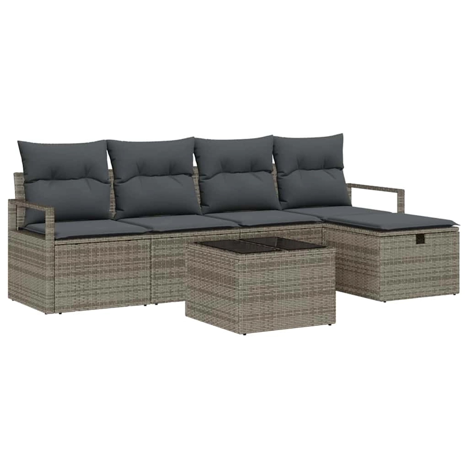 vidaXL 6-Teiliges Garten-Sofa-Set mit Kissen in Grau aus Poly Rattan 336050 günstig online kaufen