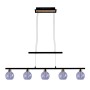 Näve LED-Pendelleuchte mit fünf Glasschirmen in Schwarz und Messing Optik, 90 cm.