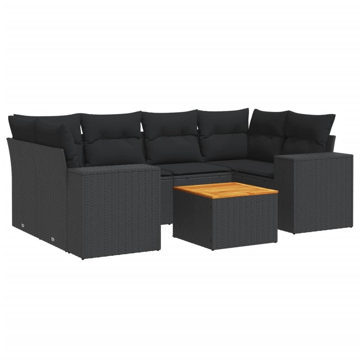 vidaXL 7-tlg Garten-Sofagarnitur mit Kissen Schwarz Poly Rattan Modell 152 günstig online kaufen