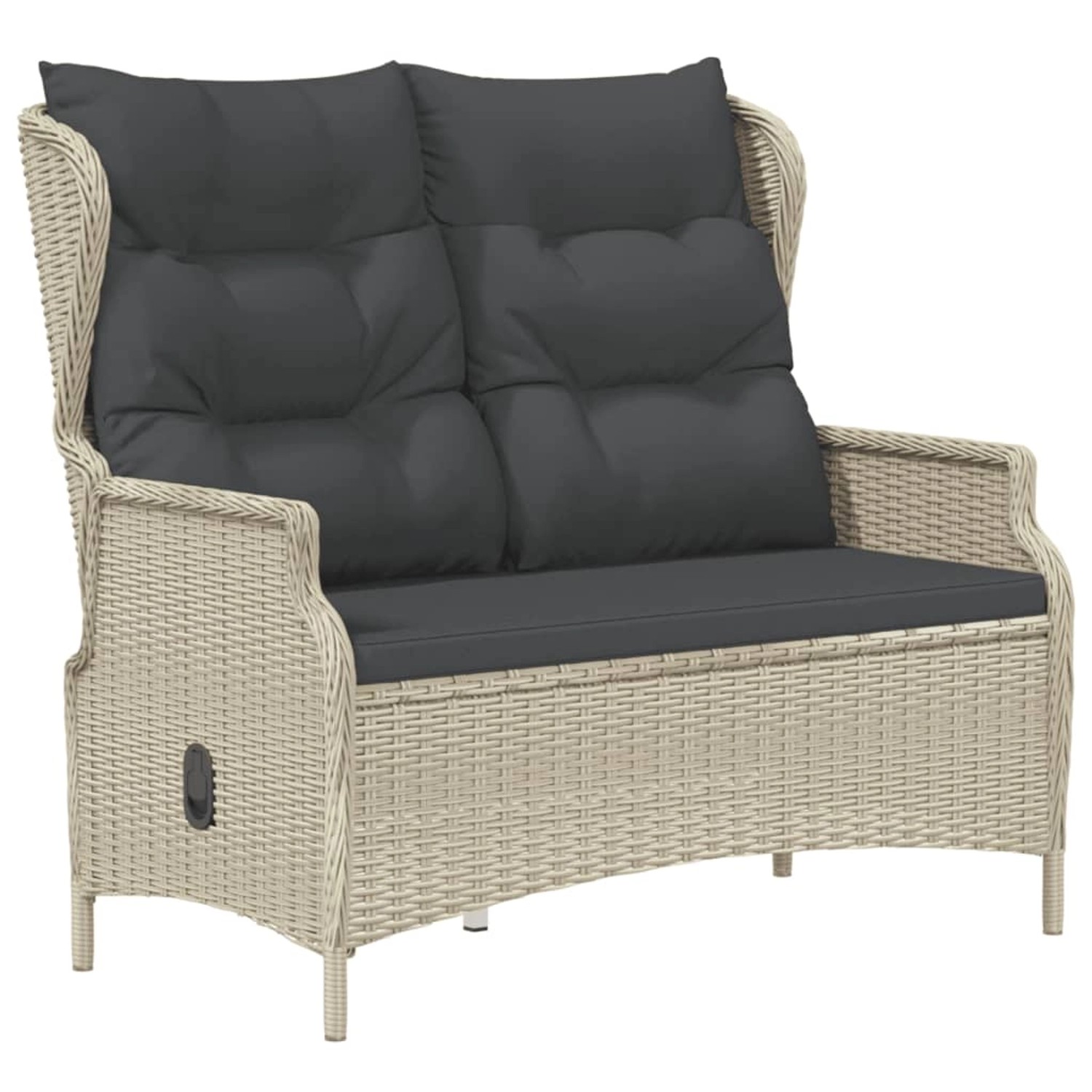 furnicato Gartenbank 2-Sitzer mit Kissen Hellgrau Poly Rattan günstig online kaufen