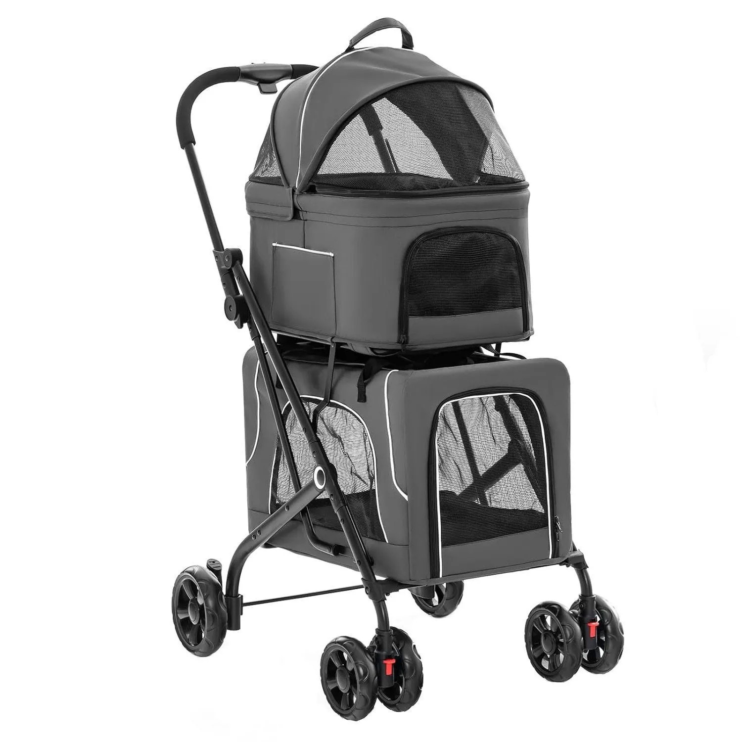 Costway 3 In 1 Hundewagen Haustiere Buggy Bis 16 kg Grau