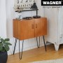 Schrank mit Wagner Hairpin Möbelbeinen, 400 mm, schwarz-matt, im Retro-Stil.