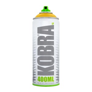 Kobra LP Buntlack Spray 400ml Verkehrsgelb Matt, Dose mit gelbem Deckel und grünem Sprühkopf.