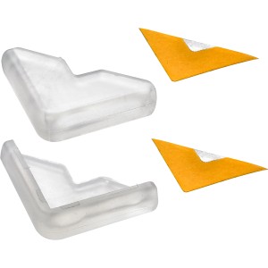 Transparente Hettich Eckenpuffer, selbstklebend, 30x30x8,5 mm, aus Kunststoff für Möbel.