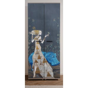 Furn.Design Schuhschrank Logu in Samt Bergonzoli 74 x 182 cm Logu