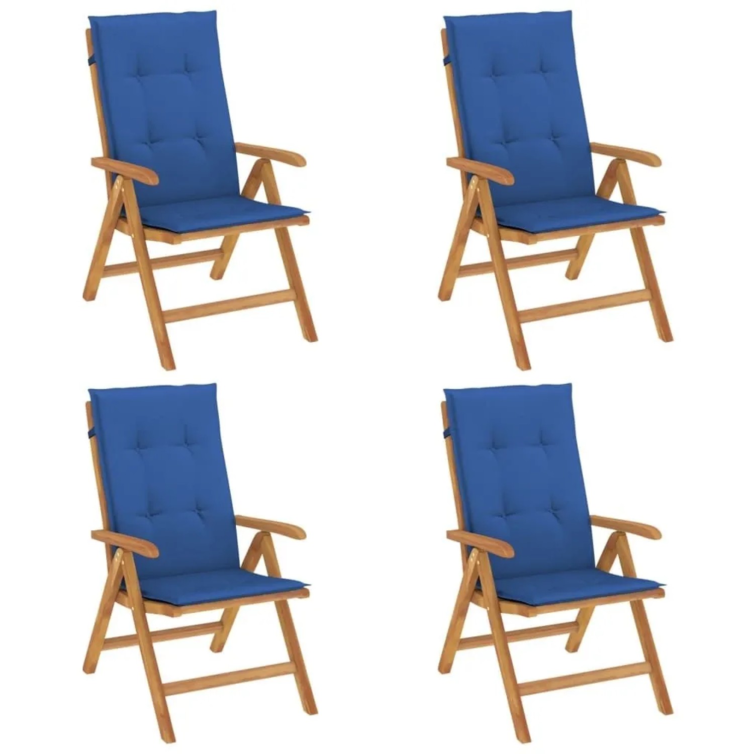 vidaXL Gartenstühle mit Kissen 4 Stk Massivholz Teak 3196473