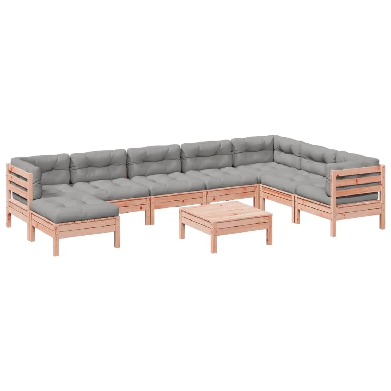 vidaXL 9-Tlg Garten-Sofagarnitur mit Kissen Massivholz Douglasie 3299590