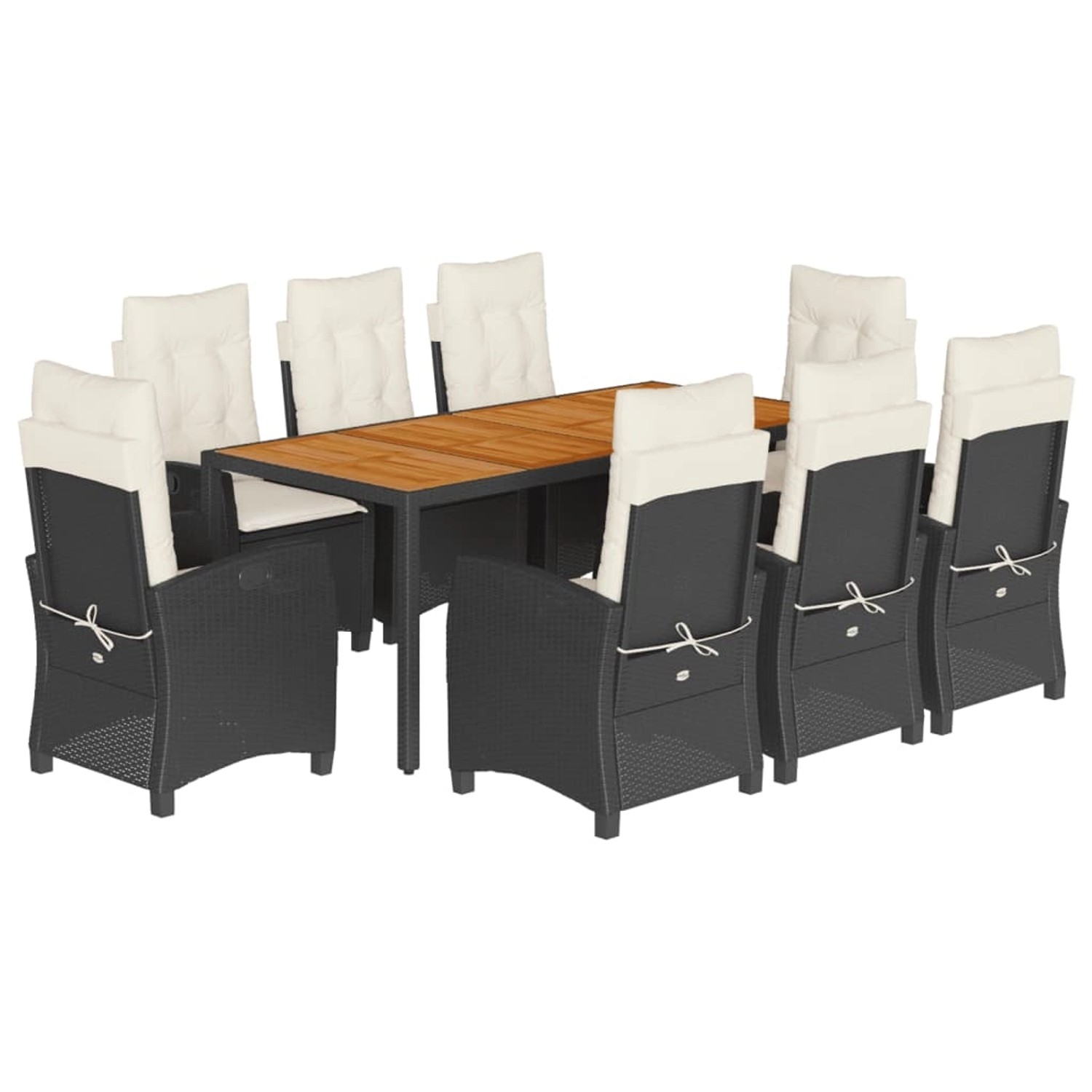 vidaXL 9-Tlg Garten-Essgruppe mit Kissen Schwarz Poly Rattan 3212661 günstig online kaufen