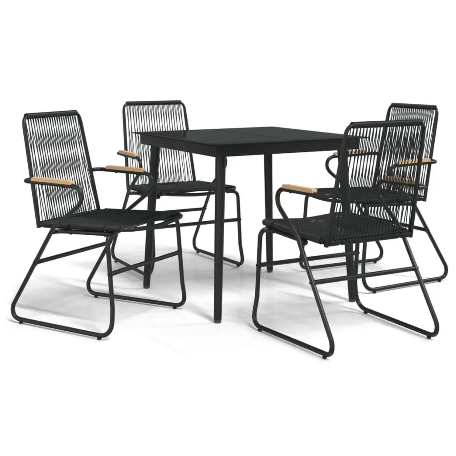 vidaXL 5-Tlg Garten-Essgruppe Schwarz PVC Rattan 3099216