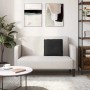 Schwarzes vidaXL Rückenkissen aus Mikrofaser, 50x45cm, mit Knopf auf hellem Sofa im Wohnzimmer. Modernes Kissen.