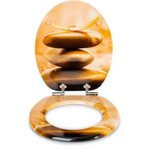 Sanfino WC-Sitz Balance mit Stein-Motiv und Absenkautomatik aus Holz.