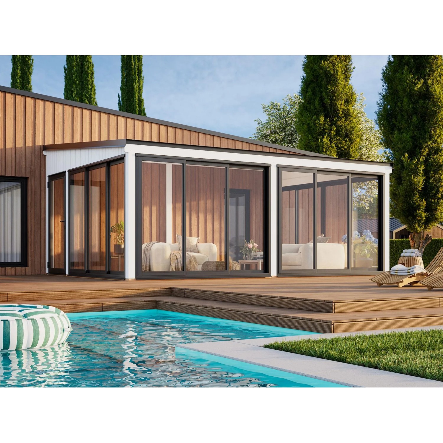 Palmako Holz-Gartenhaus Lumi Slide Pultdach Lackiert 582 cm x 420 cm 23,3 m²