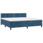 Dunkelblaues vidaXL Boxspringbett 200x200 cm mit Matratze und Samtbezug.