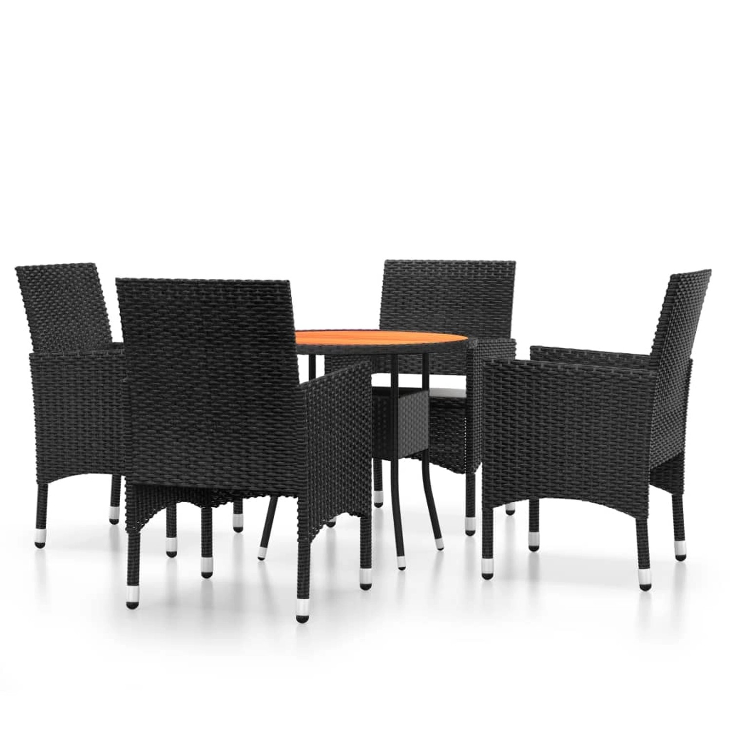 vidaXL 5-tlg Garten-Essgruppe Poly Rattan Schwarz Modell 24 günstig online kaufen