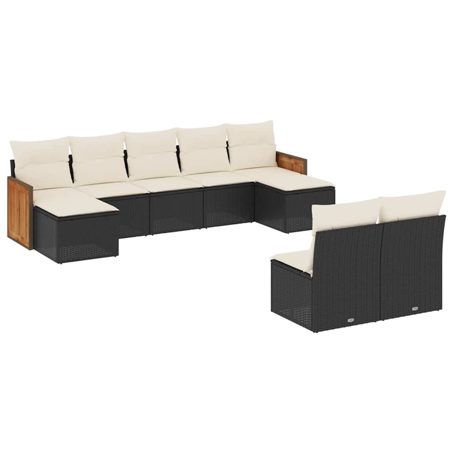 vidaXL 9-Tlg Garten-Sofagarnitur mit Kissen Schwarz Poly Rattan 3260453 günstig online kaufen