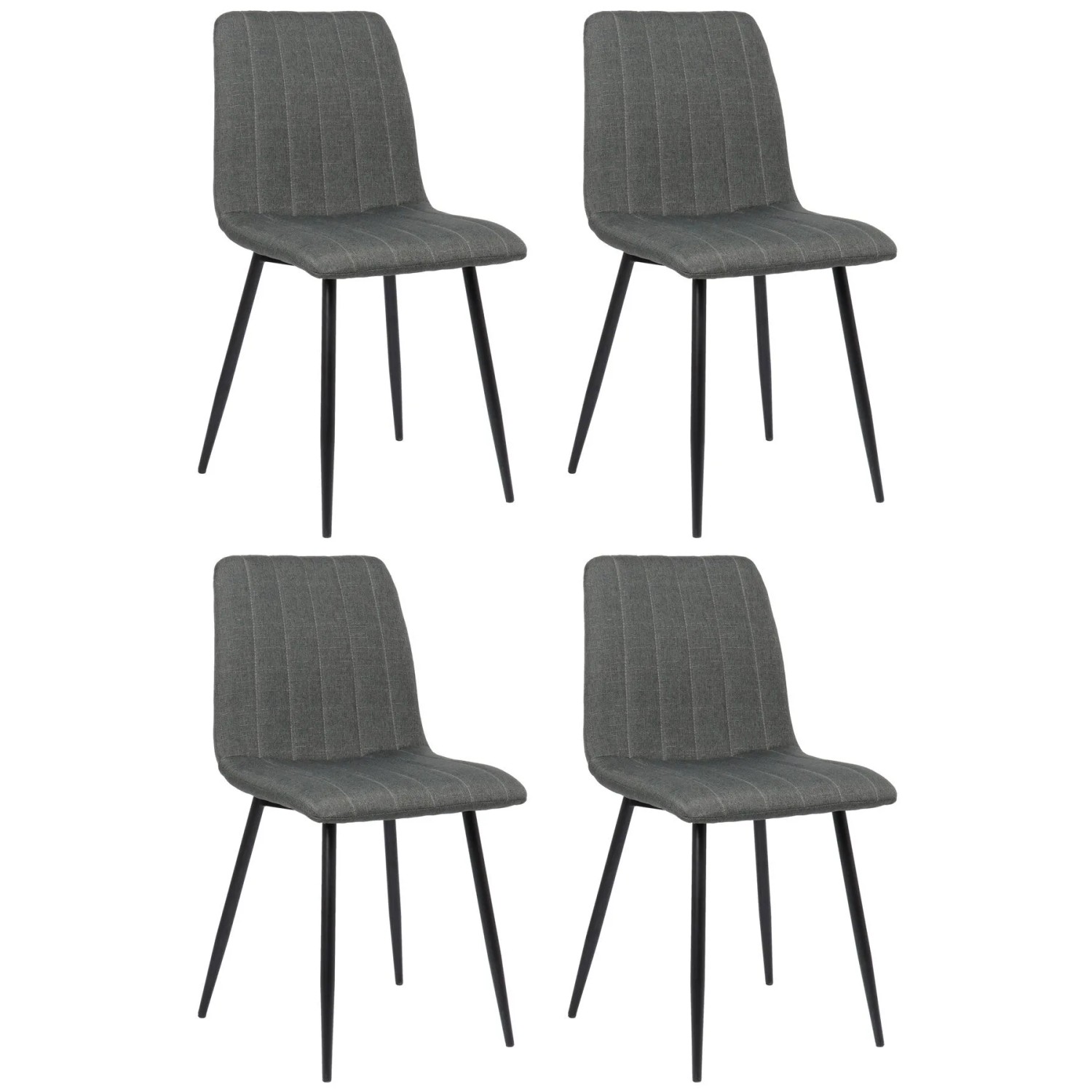 DELUKE 4er Set Stühle LENZ Stoff 88x45x53cm Dunkelgrau Metall Gestell Stühle Esszimmerstühle Esstisch Küchenstuhl
