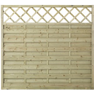 Druckimprägnierter Sichtschutzzaun Bergen aus Nadelholz mit Gitter, 180x165 cm.