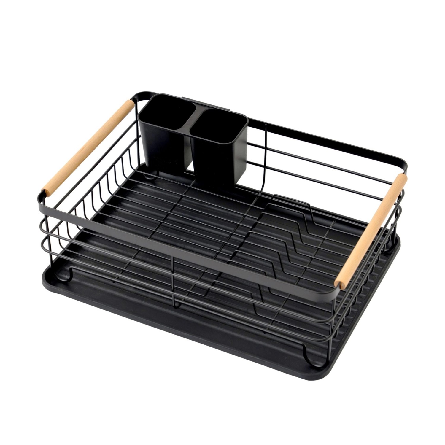 CHEFGASTRO Abtropfgestell Geschirr 14x42x30cm Stahl/Holz Mit Besteckhalter günstig online kaufen