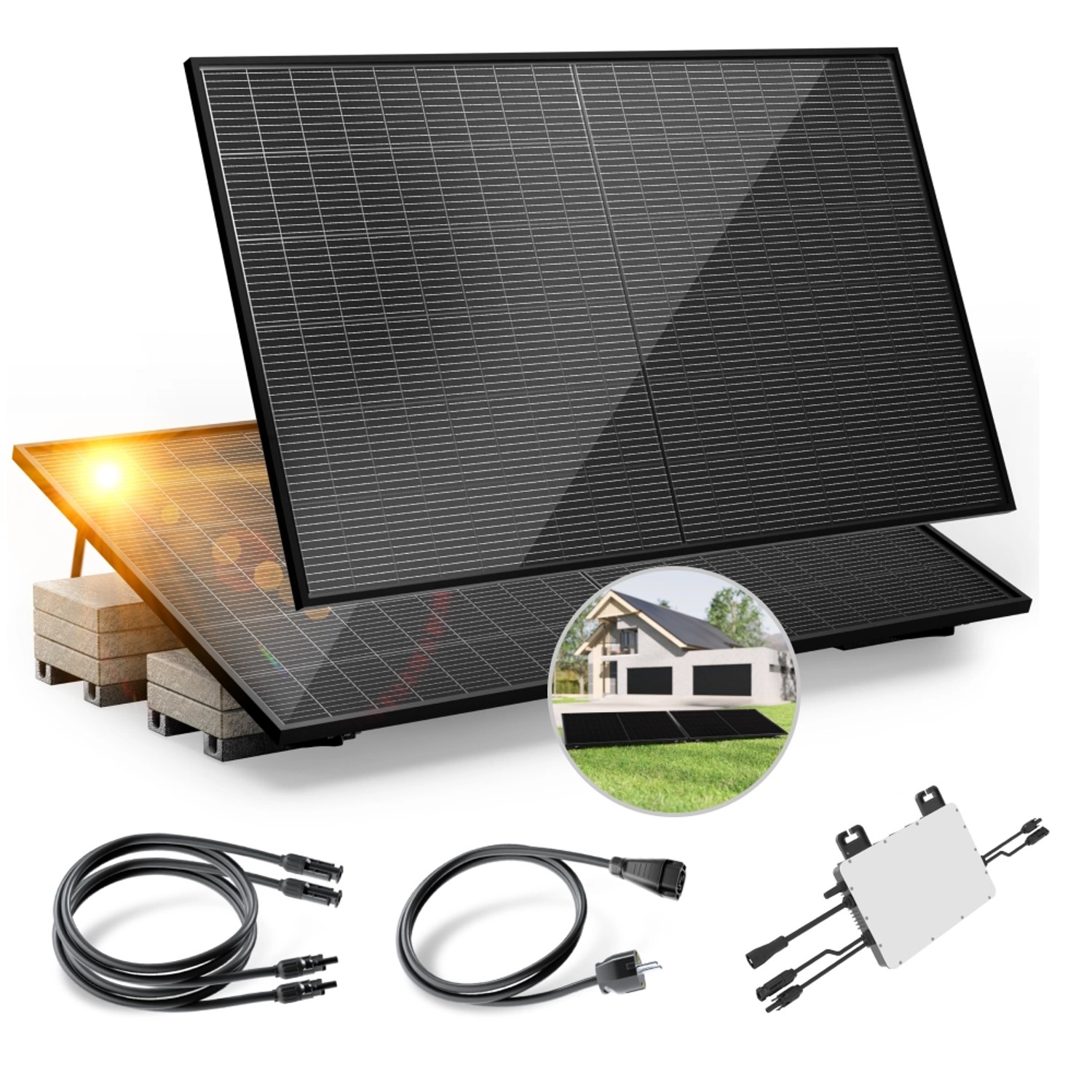 Solakon Balkonkraftwerk 900W 800W Solaranlage mit Gartenhalterung Steckerfe günstig online kaufen