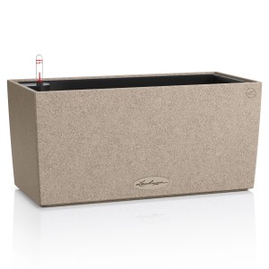 Lechuza Balconera Stone 40, sandbeige, Pflanzgefäß mit Bewässerungssystem für Balkon und Garten.