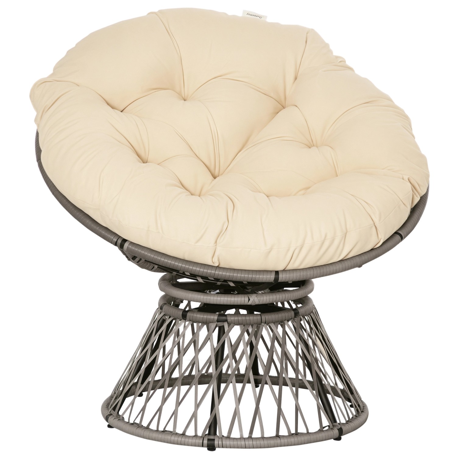 Outsunny Papasansessel Polyester  PE-Rattan B87 x T97 x H90 cm Beige günstig online kaufen