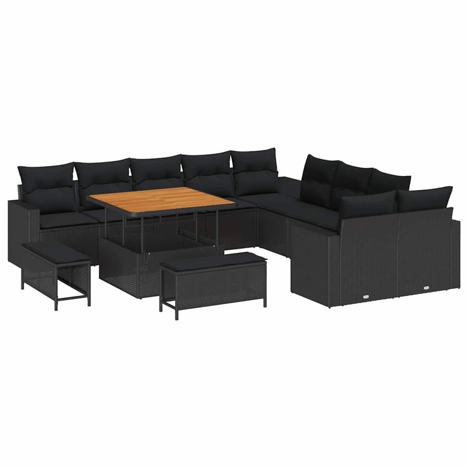 vidaXL Garten-Sofa-Set 13-Tlg Schwarz Poly Rattan 3361664 günstig online kaufen
