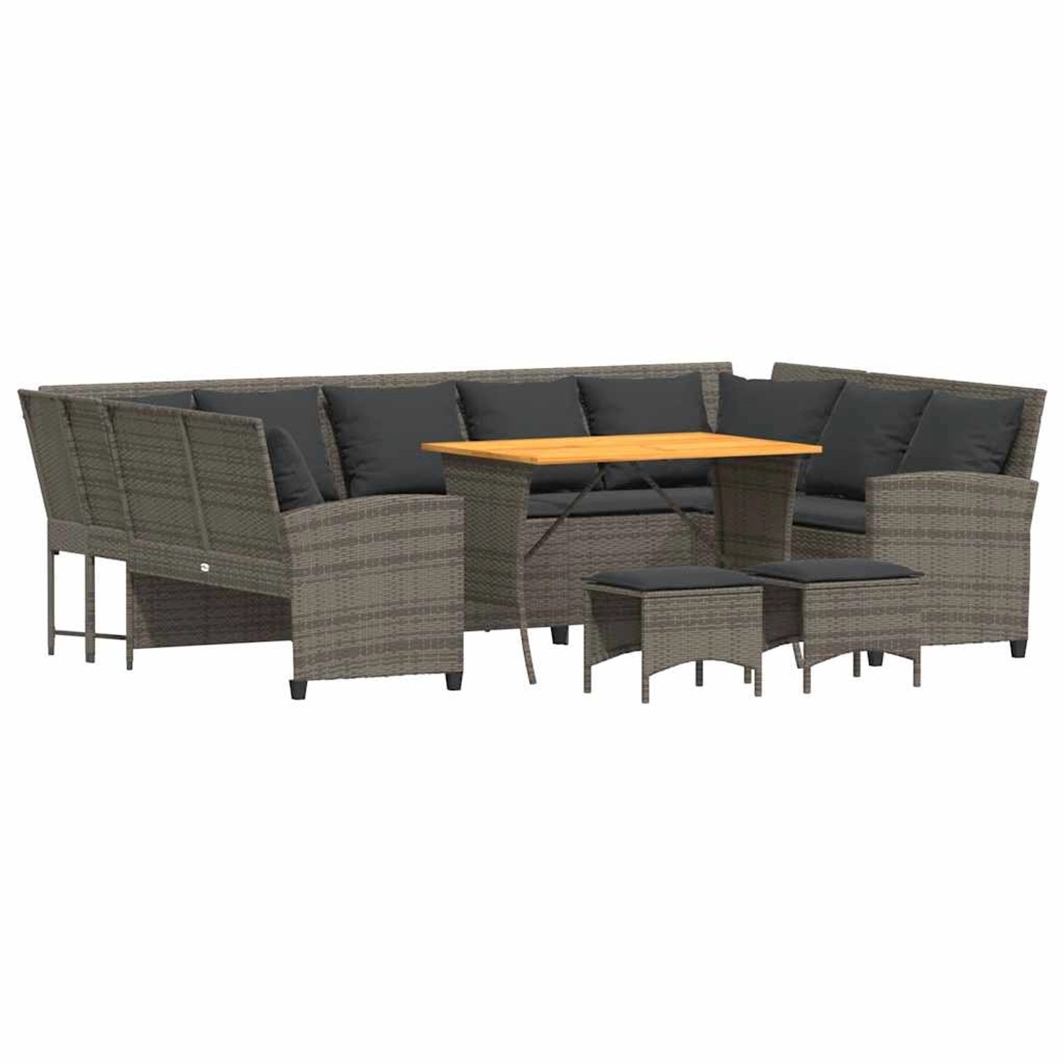 vidaXL 4-Tlg Garten-Sofagarnitur mit Kissen Grau Poly Rattan 3365339 günstig online kaufen