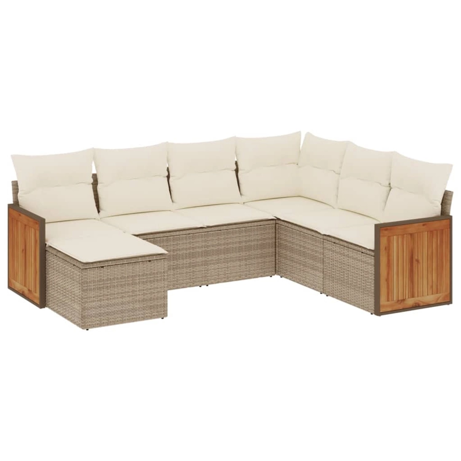 vidaXL 7-Tlg Garten-Sofagarnitur mit Kissen Beige Poly Rattan 3260287 günstig online kaufen