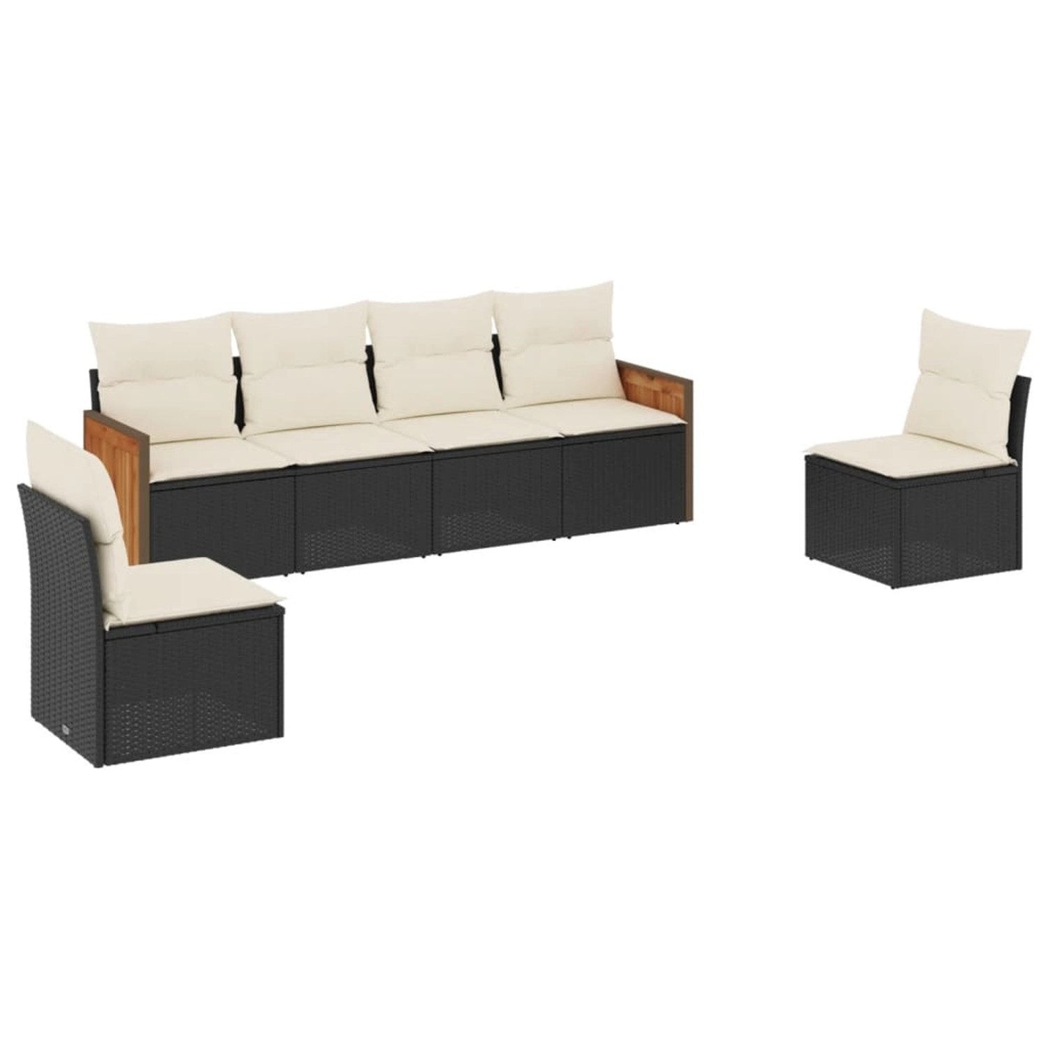 Thumbnail - vidaXL 6-Tlg Garten-Sofagarnitur mit Kissen Schwarz Poly Rattan 3227540