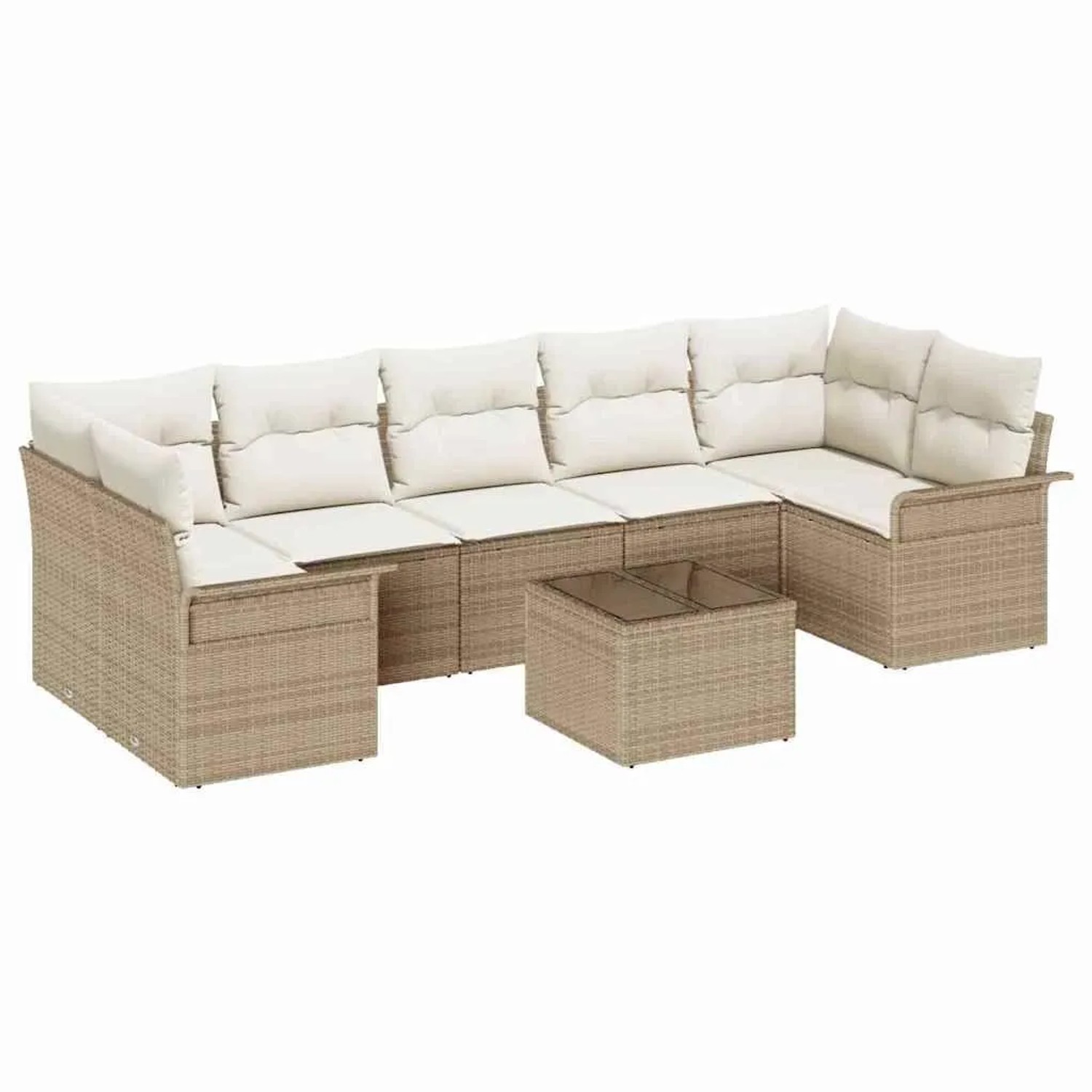 vidaXL Gartensofa-set mit Kissen 8-Tlg Beige und Creme Poly-Rattan 3353950 günstig online kaufen