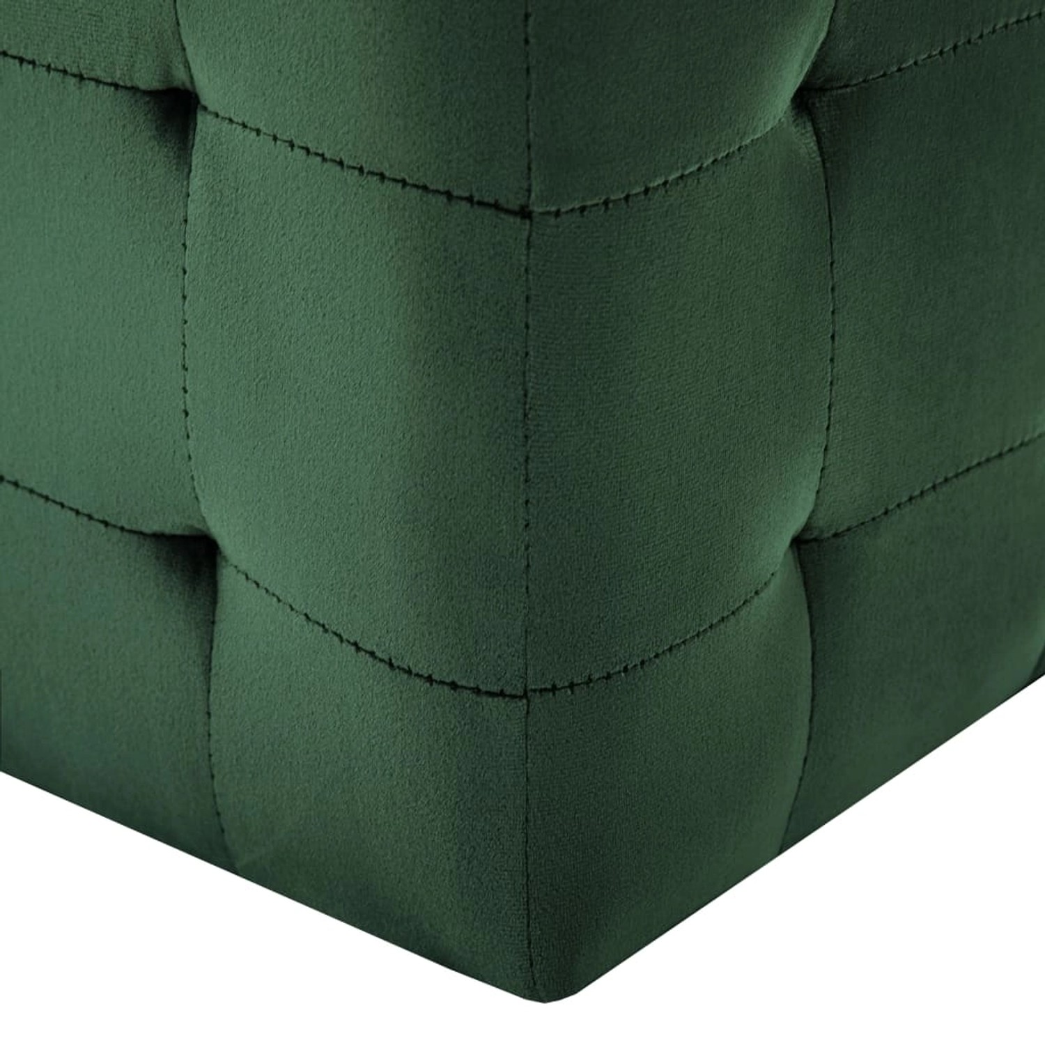 Detailansicht: Grüner vidaXL Pouf (2 Stk.) aus Samtstoff, quadratischer Hocker.