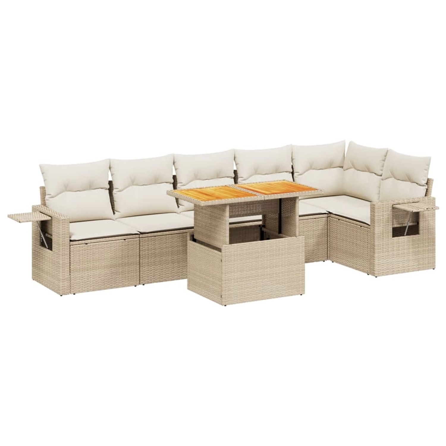 vidaXL 7-tlg Garten-Sofagarnitur mit Kissen Beige Poly Rattan Modell 431 günstig online kaufen