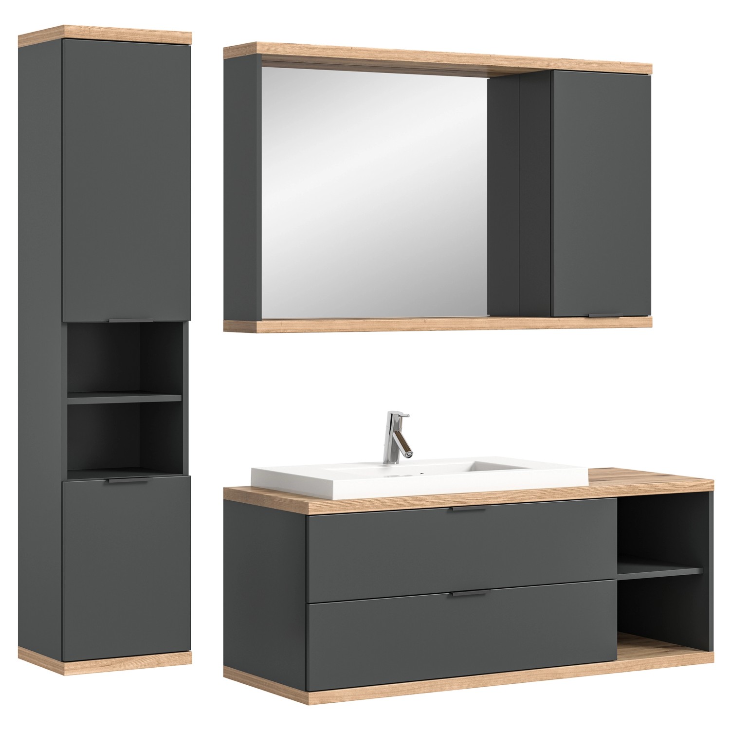 Badkombination Nuaro Anthrazit/Nox Oak 185 cm 2-tlg. günstig online kaufen