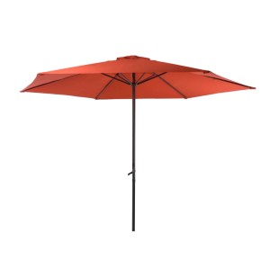 DELUKE Sonnenschirm THOMAS Ø 300cm 6 Streben Terrakotta Kunststoff Gartenschirm Balkonschirm UV-Schutz