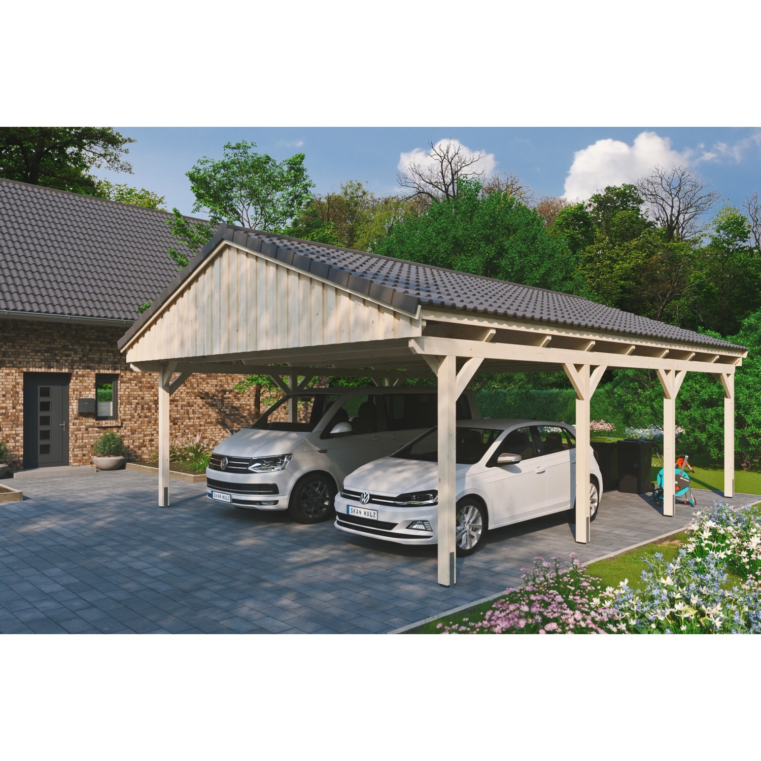 Skan Holz Carport Fichtelberg 618 cm x 808 cm Dachlattung Natur