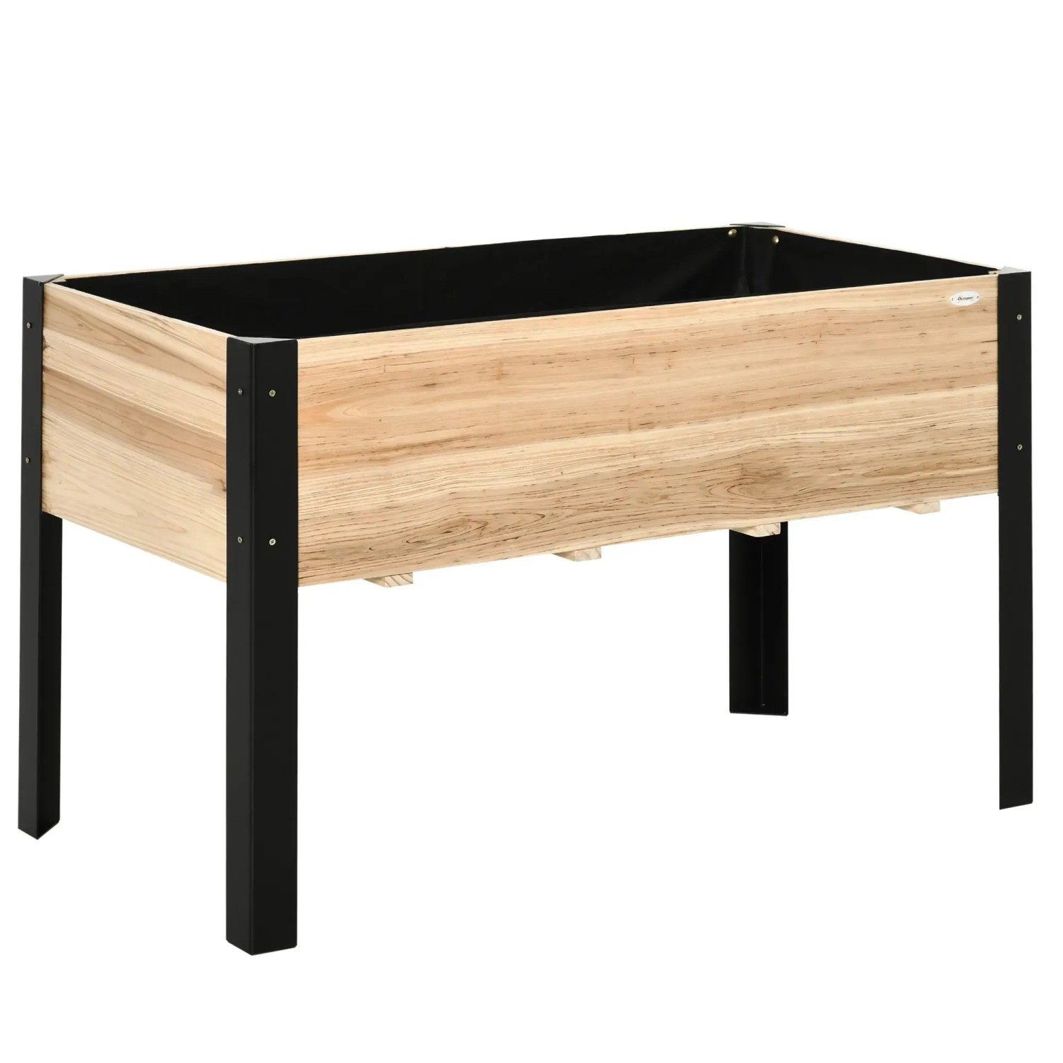 Outsunny Hochbeetkasten Tannenholz Stahl Naturholz+Schwarz 120L x 60B x 74H cm