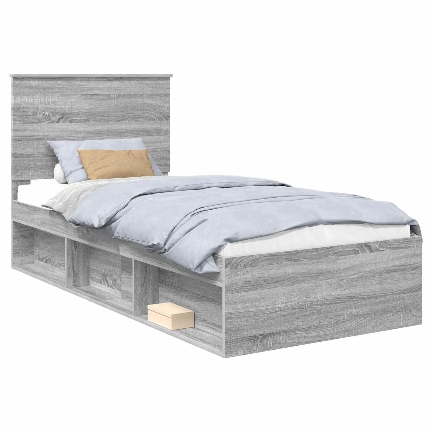 vidaXL Bettrahmen Grau Sonoma 90 x 190 cm Massives Kiefernholz 3411069