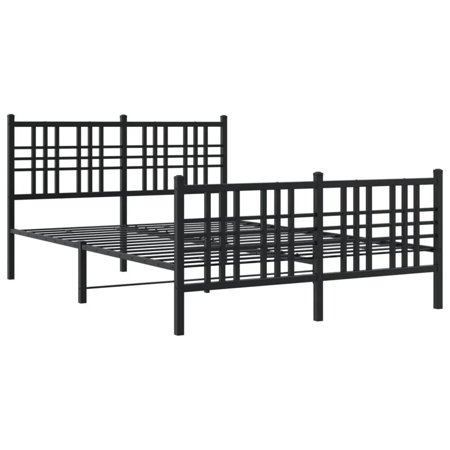 vidaXL Bettgestell mit Kopf- und Fußteil Metall Schwarz 120x190 cm 376339 günstig online kaufen