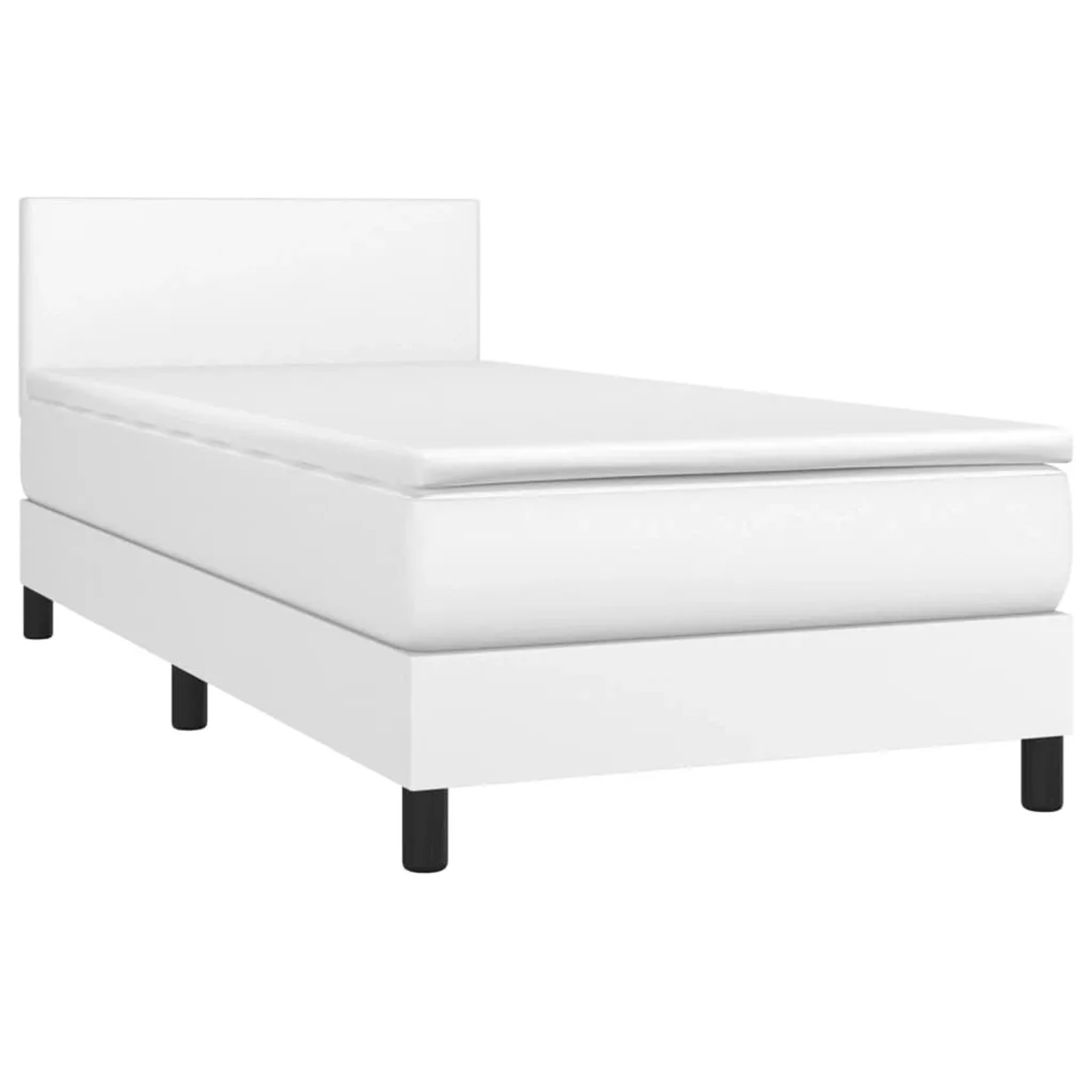 vidaXL Boxspringbett mit Matratze Weiß 90x200 cm Kunstleder1389704 ...