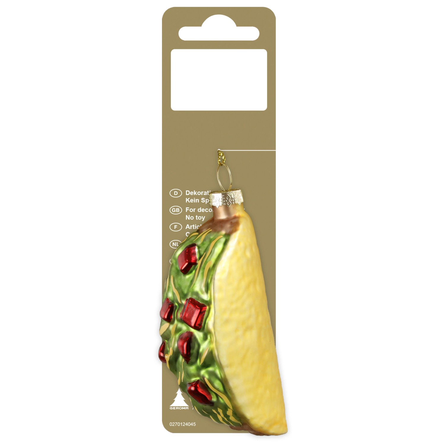 Taco zum Hängen Glas 10 cm Gold