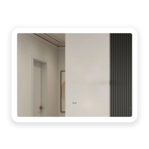 Rechteckiger Aica Badspiegel 70x50 cm mit LED-Beleuchtung, Sensorschalter, dimmbar und beschlagfrei.