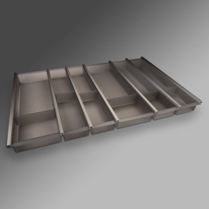 SOTECH Cuisio Besteckeinsatz 800 mm Höhe 55 mm Transluzent Graphitgrau mit Messerblock