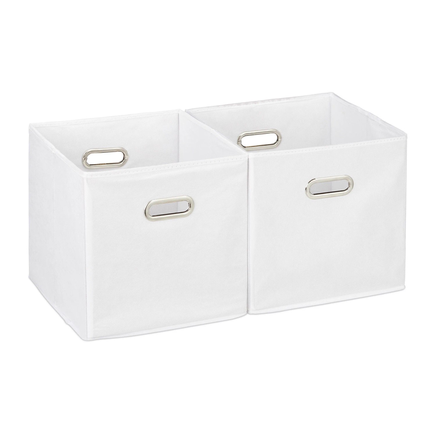 Relaxdays Aufbewahrungsbox Stoff Weiß Faltbar 2er Set 30 cm x 30 cm x 30 cm