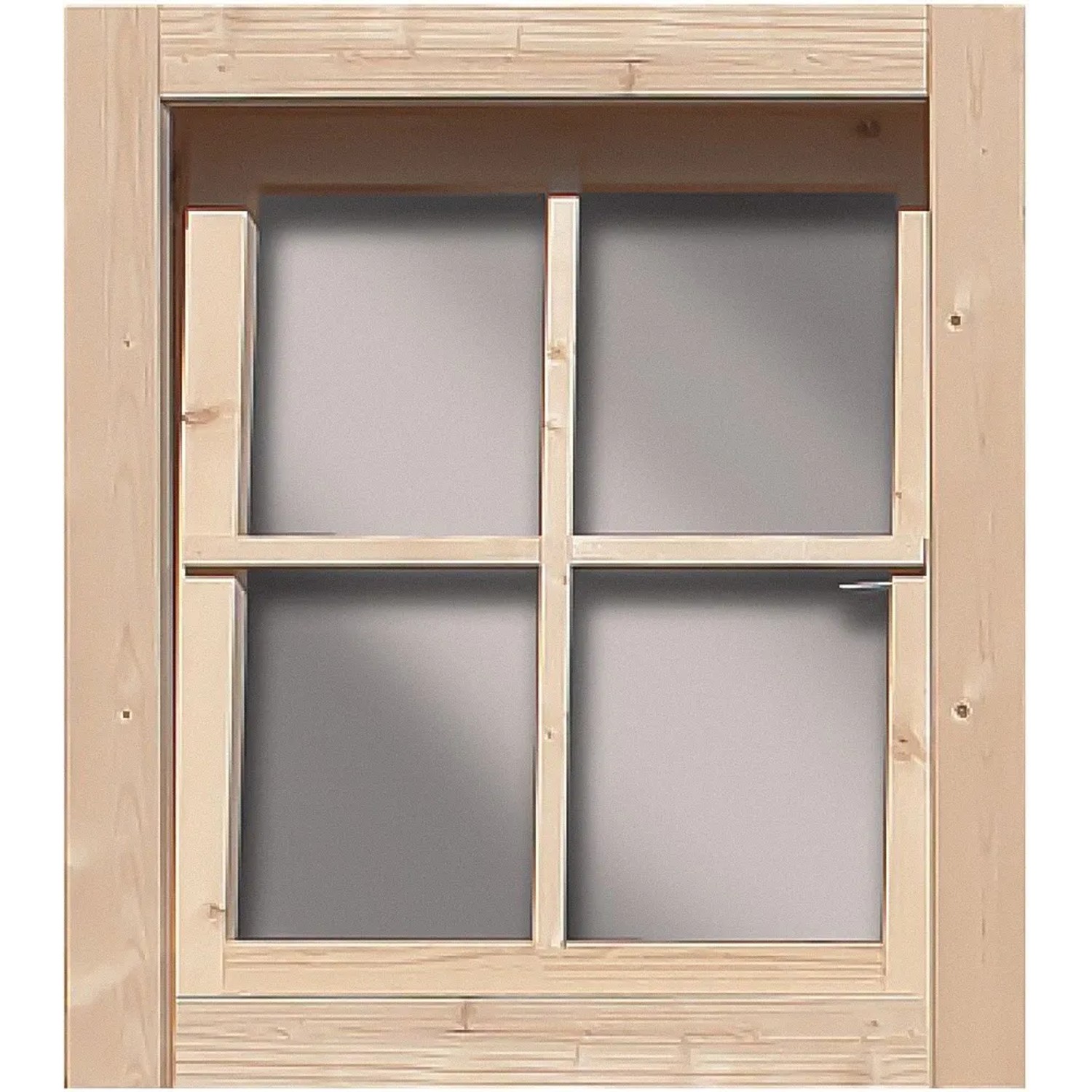 Karibu Fenster, naturbelassen, 69x80cm, für Gartenhaus mit Dreh-/Kippbeschlag.
