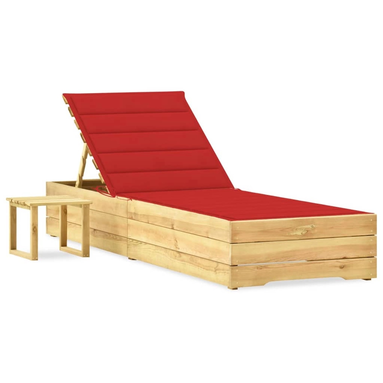 vidaXL Garten-Sonnenliege mit Tisch und Auflage Kiefer Imprägniert 3065930